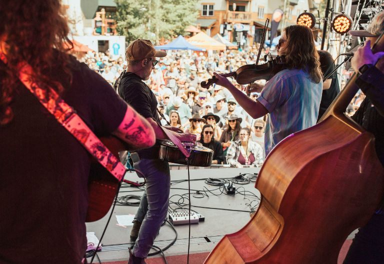 Crowd enjoying live bluegrass at the Keystone Bluegrass & Beer Festival